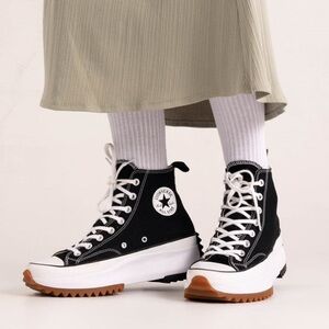 Converse Black Canvas Platform Sneakers with White Trim
